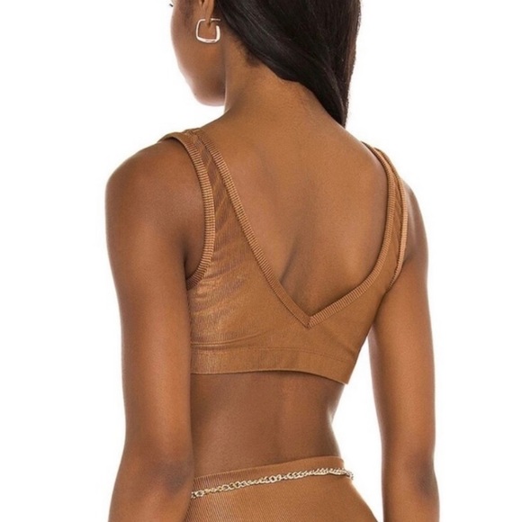 WeWoreWhat V-Neck Sport Bra Solid Brown Size Small BNWT - Picture 3 of 9